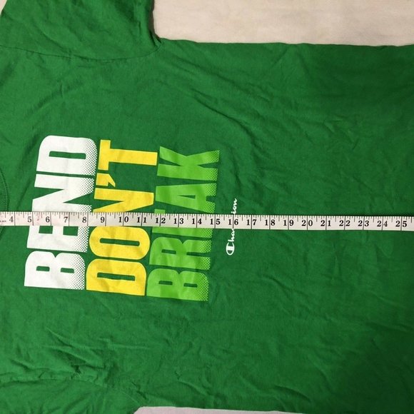 VINTAGE Champion Shirt BEND DON'T BREAK Green S/S - Picture 7 of 8